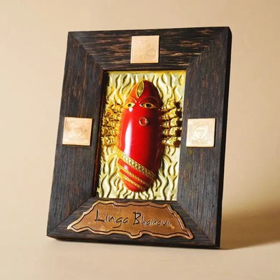 Consecrated Brass Devi Panel in Kumkum  by  Isha Life