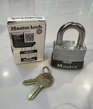 Set of 2 Master Lock Laminated Padlocks 1-3/4" Keyed Alike Steel Pin 1KA 0879 