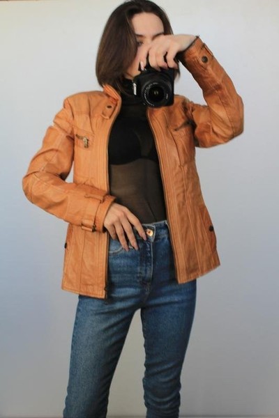 Women Emporio Pelli Jacket Brown Leather S