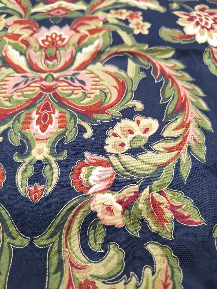 2 yds Jacobean Mill Creek Decorator Fabric Black Background Olive Brown Gold — 第 2/4 张图片