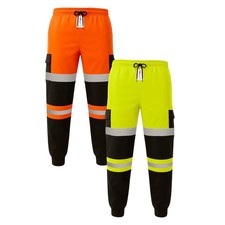 Hi Vis Joggers Class 3 Waterproof Oxford Knees Reflective Work Trousers Fleece