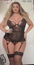 Seven Til Midnight Sheer Bustier Top Garter NWT 1X 2X Lingerie Corset Romantic