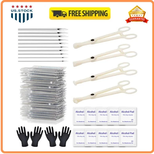 Rayyl 43Pcs Professional Body Piercing Kit Needles and Clamps Ear Nose Belly - product listing photo