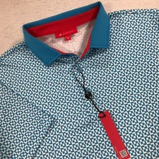Redvanly Polo Shirt Mens Medium Blue Blake Golf Stretch Performance Preppy NEW