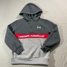 Under Armour Fleece 1/4 Zip Hoodie Pullover Gray Sweater Youth Boys Size 7