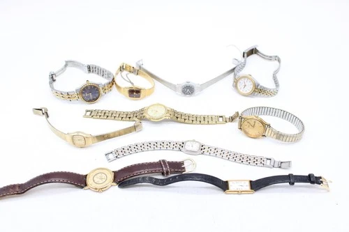 A x10 Vintage Ladies Seiko Gold Tone Quartz Wristwatches Not Tested