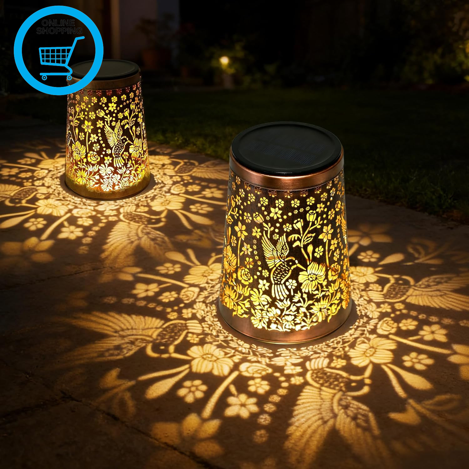 Solar Lanterns for outside 2 Pack ,Garden Ornaments Outdoor Solar Lantern IP65 W