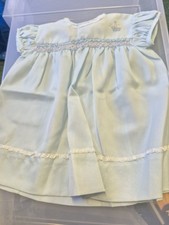 "Terylene" Pale Blue Baby Dress with lace, smocking and embroidery CHARITY SALE