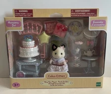 Calico Critters Party Time Playet-Tuxedo Cat Girl, New In Box