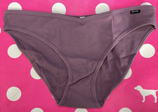NEW 2021 Victorias Secret PINK Bikini Panties Ribbed Panty L Dusty Purp Logo Tab