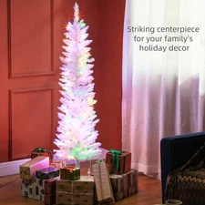 HOMCOM 5ft Tall Pencil Prelit Artificial Christmas Tree Holiday Decor w/250 C