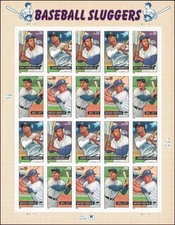 US #4080-4083 MNH pane of 20, Baseball Sluggers