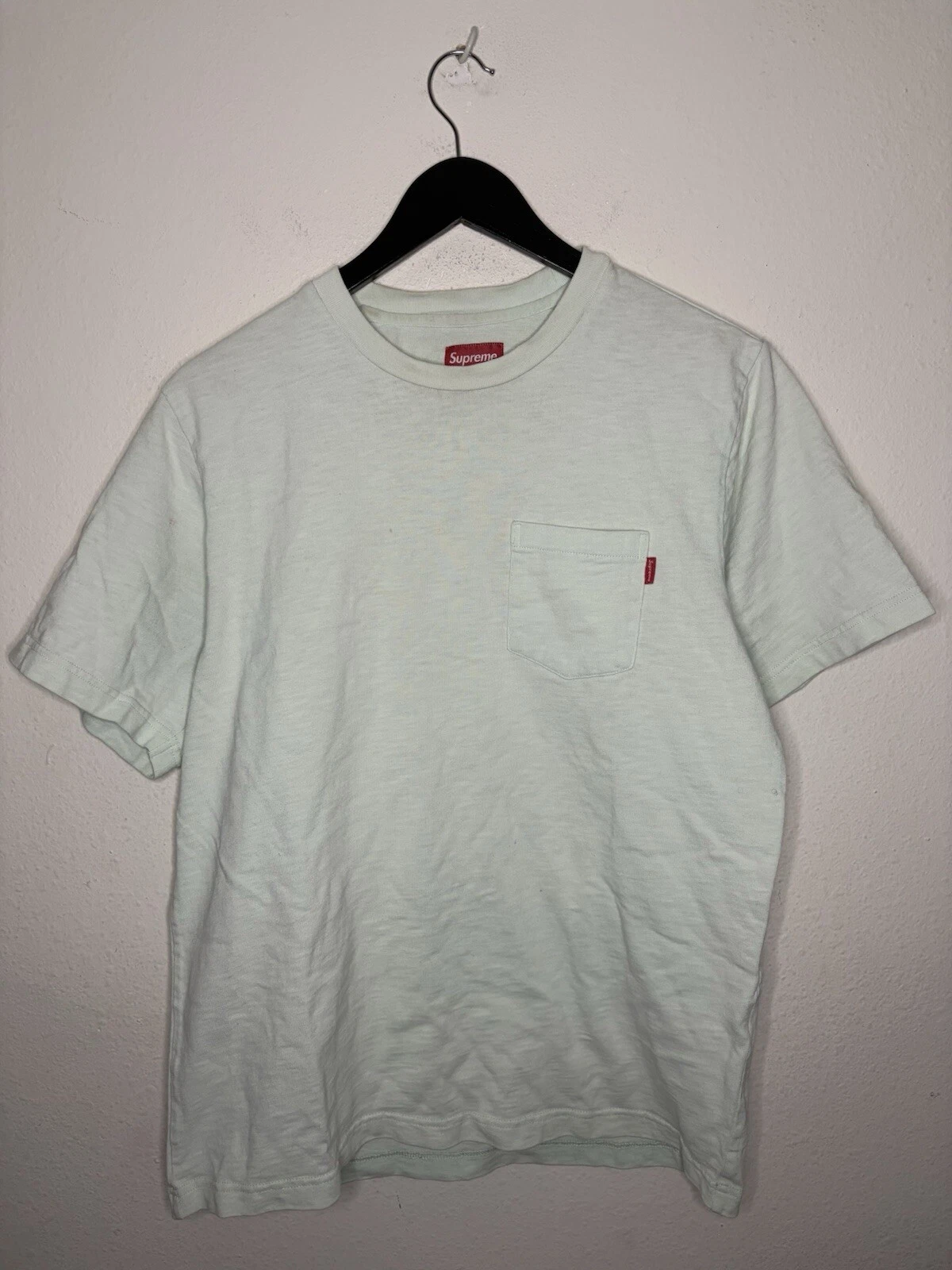 T shirt homme Supreme Pocket taille M 100% coton vert menthe