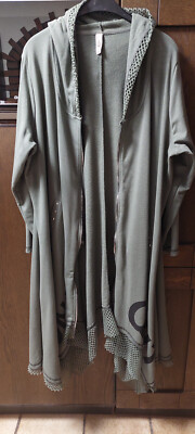 Sweatmantel Sweatjacke Mantel Jacke, Tredy Fashion, oliv grün, Gr. 5 (52), neu 
