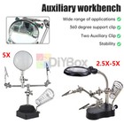 Jewelry Repair Soldering Iron Clamp Stand Holder Magnifying Glass Helping Tool