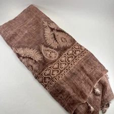 Avenue Boho Vibes Shawl Tassels Scarf Embroidered Dusty Rose One Size Oversized