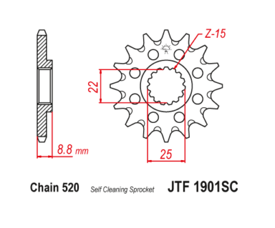 Riolo 14-Tooth Self-Cleaning Steel Front Sprocket – Fits Beta, Husqvarna, KTM EXC/SX & Maico 2 thumbnail image