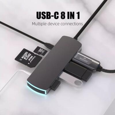 8 IN 1 USB Splitter Hub Typ-C Multiport Dockingstation HD Dockingstation