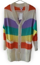 Lularoe Retro Striped Small Lucille Cardigan Button S Stripes on Off White NEW 