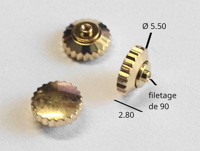 Couronne De Remontoir Pour Montre - Punaise Plaquée - Neuve Sans Boîte