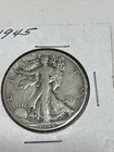 1945 P USA 🇺🇸 WALKING LIBERTY 50c HALF DOLLAR 90% FINE SILVER FREE SHIPPING