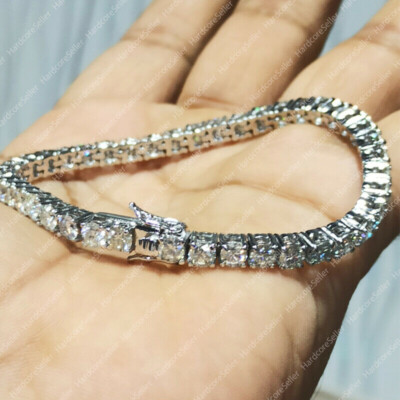 7'' Certified 10.0 Ct Lab Created Moissanite Bracelet In 14K White Gold Plated