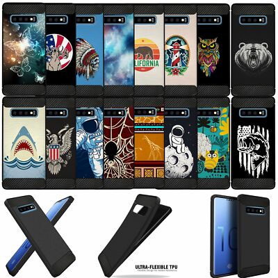 For [Galaxy S10+ /S10 Plus] Armor Cover with Carbon Fiber Texture Flexible  Case