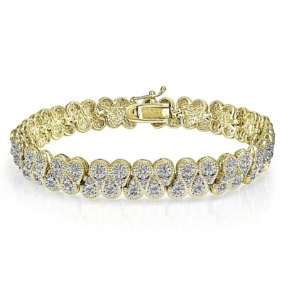 1,00 cttw natürlicher Diamant Miracle Set S Tennisarmband in vergoldetem Messing