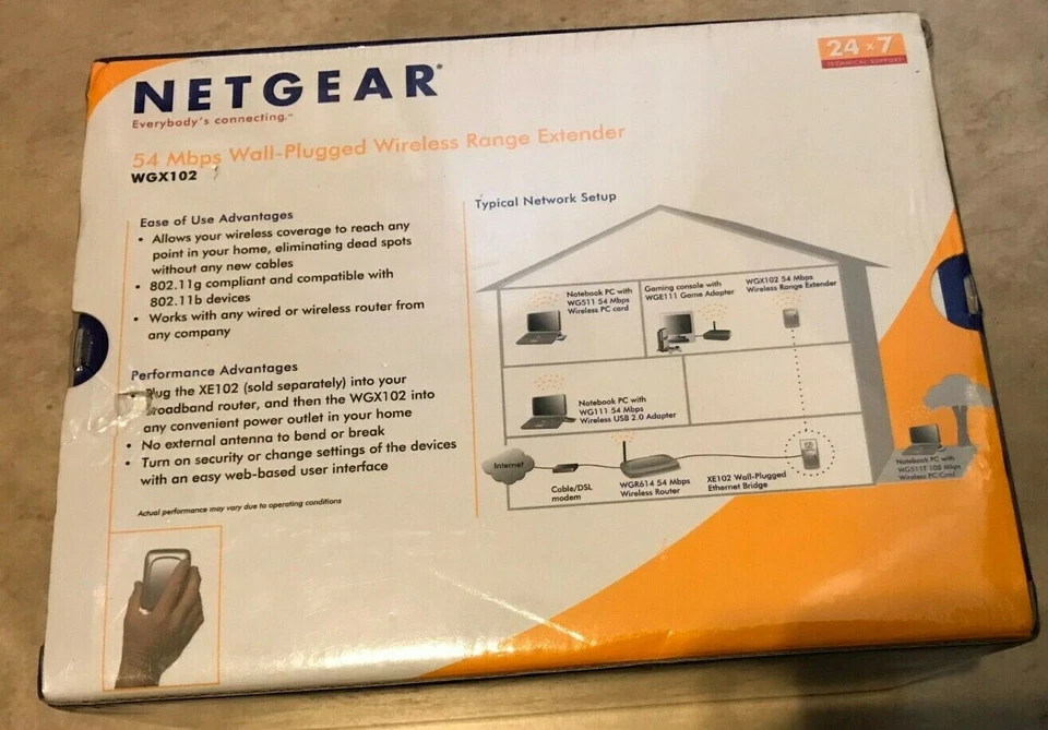 Netgear 54 Mbps Wireless Powerline Access Point Range Extender WGX102 Wall Plug  - Image 2 of 2