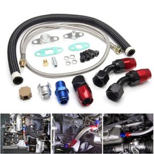 Universal Turbo Oil Line Kit Feed Return Drain Flange T3 T4 T04e Oil Pan Plug Universal Turbo Oil Line Kit Feed Return Drain Flange T3 T4 T04e Oil Pan Plug