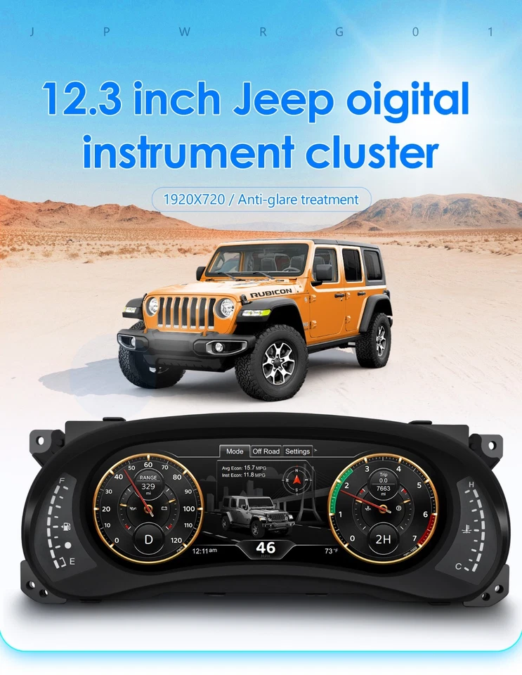 Cuadro de instrumentos digital LCD velocímetro tablero de instrumentos para Jeep Wrangler 2011-2017 Foto 3 de 4