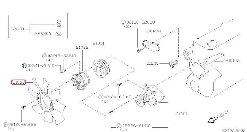 Hoja de ventilador de refrigeración Nissan OEM Frontier Xterra Pickup D21 21060-86G0A Foto 3 de 4