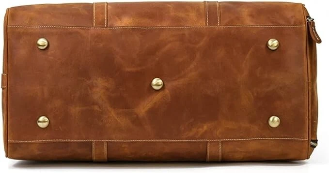 Bolso de equipaje de viaje deportivo de cuero de lona genuino vintage para hombre marrón envejecido Foto 4 de 4