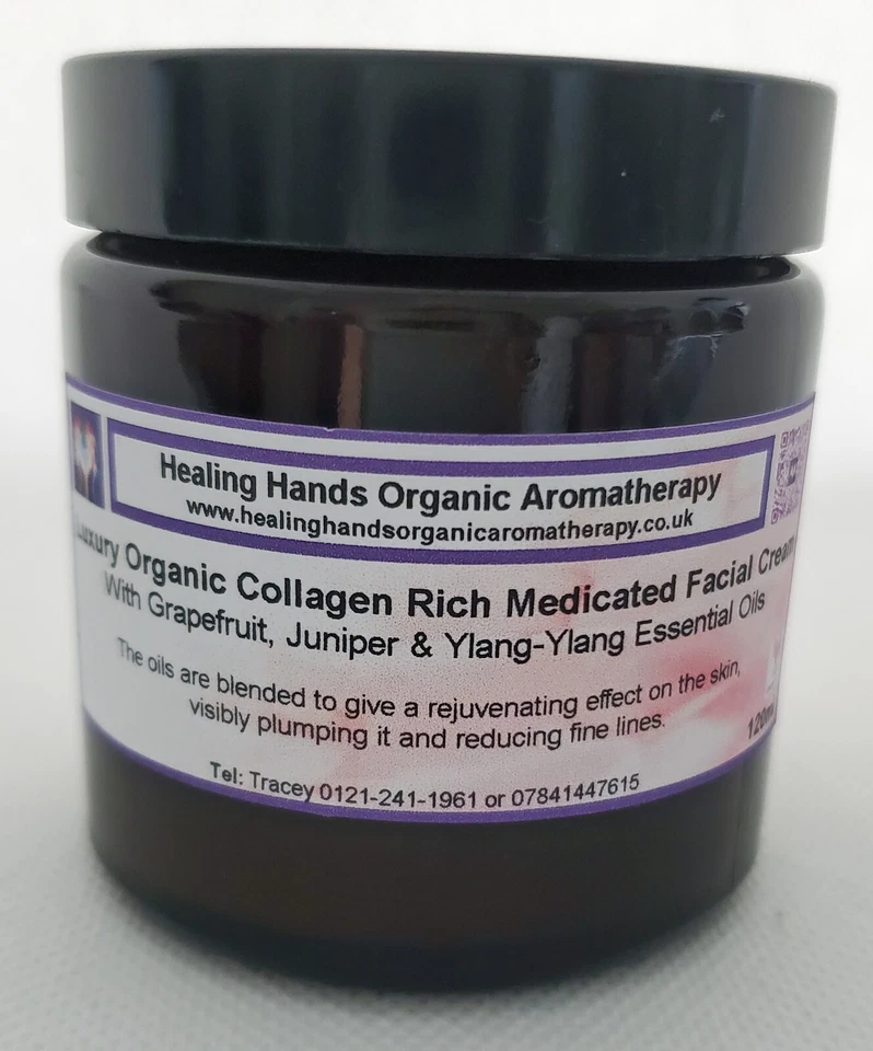 HEALING HANDS ORGANIC AROMATHERAPY Luxury Organic 'Medicated' Anti-aging Face Cream with Collagen -120ml