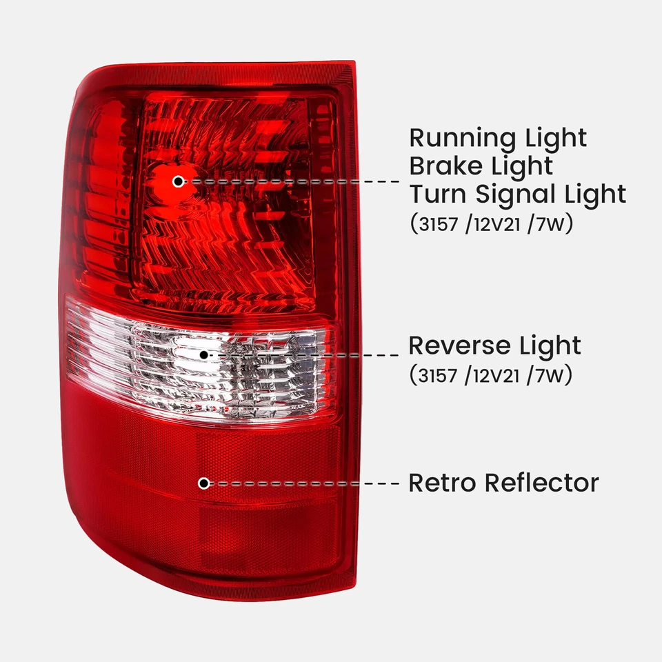 Luz trasera del conductor para Ford F150 F-150 2004-2008 lente roja lámpara trasera lado izquierdo izquierda izquierda Foto 3 de 4