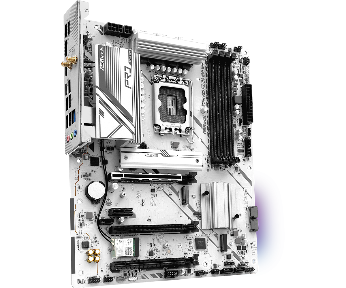 ASRock B760 Pro RS/D4 WiFi White Motherboard Intel B760 LGA 1700