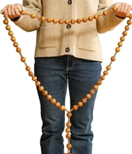 Giant Big Beads Rosario Natural Wood Jesus METAL  Cross XL Large 37" Wall Rosary