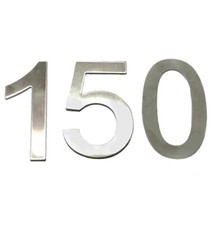 Stick-On House Numbers - No 150 - Stainless Steel - 10cm - Door, Fence, Gate