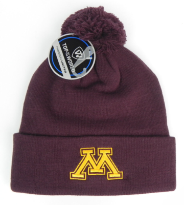 Vtg University of Minnesota Golden Gophers Embroidered Maroon Beanie Hat University Minnesota Golden Gophers Cuffless Dual Logo  main image 3