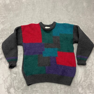 Blarney Woollen Mills Color Block Thick Wool Sweater Size Boys XL 