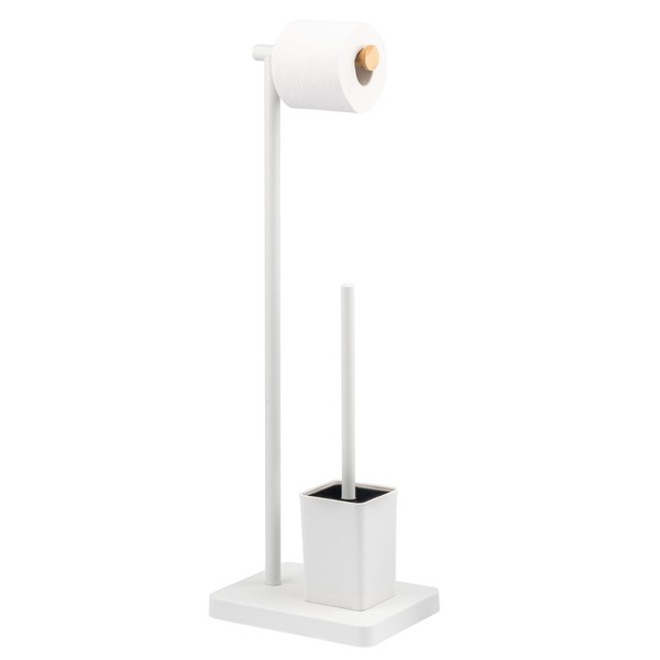 Bremermann Stand-Wc-Garnitur 2In1, Wc-BüRste, Wc-Rollenhalter, Weiß/Bambus-image