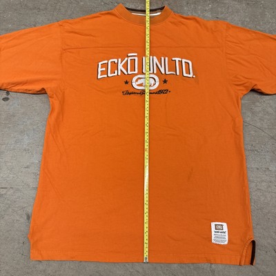Vintage Y2K Ecko Unltd Embroidered Knit Shirt Size Large Orange