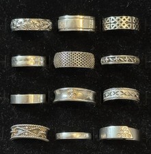 Sterling Silver 925 Ring Jewellery Bundle Joblot - 12 Band Style Rings - 50g