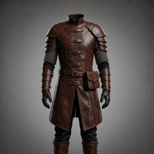 Handmade Medieval Leather Armor Jacket, Genuine Cowhide Warrior Costume, Larp Co