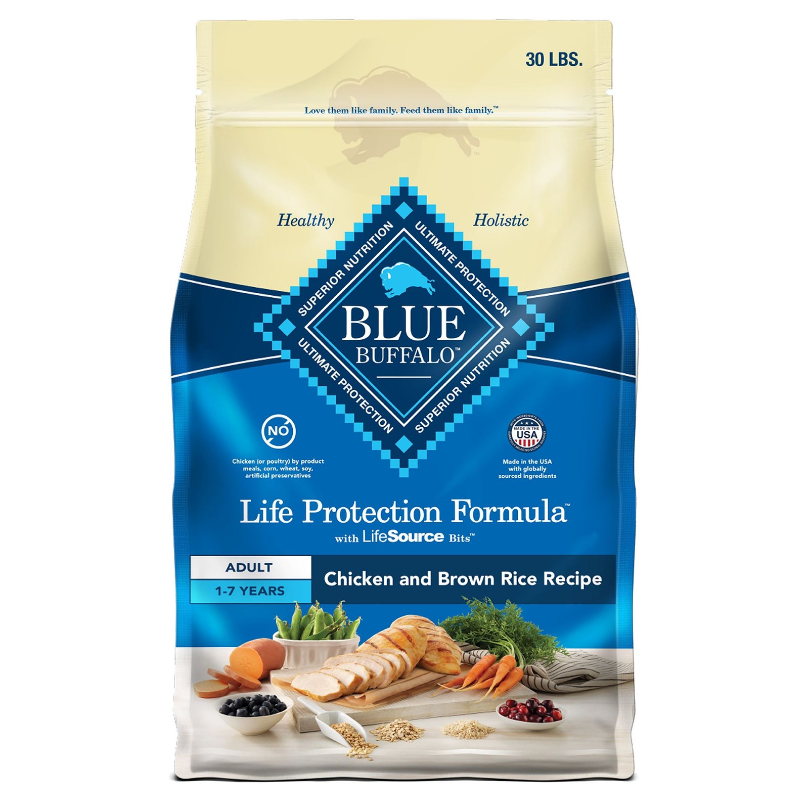 Blue Buffalo Life Formula Senior Chicken & Brown Rice Recipe Dry Dog Food, 30 lb