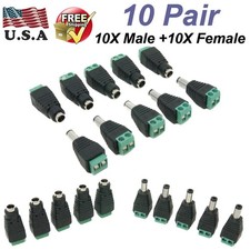 20pcs DC Male Female Terminals 12V Power Connector 2.1mm X 5.5mm Plug Adapter