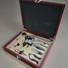 Branded Yobansa - Sommelier's 9pc Wine Opener Accessory Tools in Wooden Box
