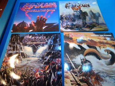 3 Saxon LP`s: Power &the Glory, Crusader,Rock the Nation,