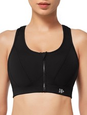 Zip Front Sports Bra - High Impact Sports Bras for Women Plus Size Workout Fi...