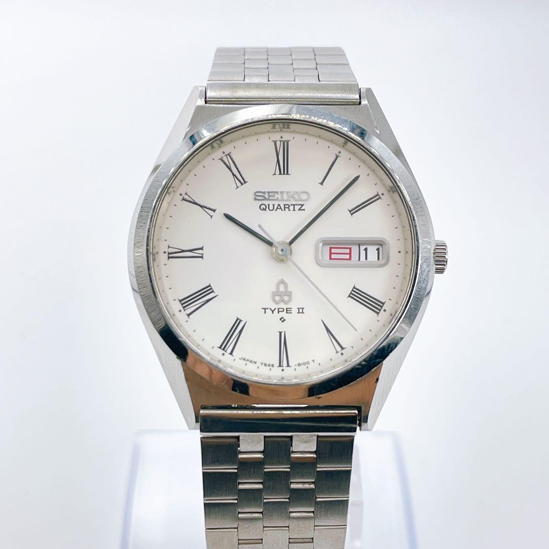Vintage 7546 clean Silver SEIKO Dresswatch Dial Type 8000 Wristwatch II - vintagewatches.pk